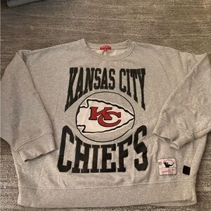 Mitchell & Ness Kansas City Chiefs Gray Crewneck Sweater